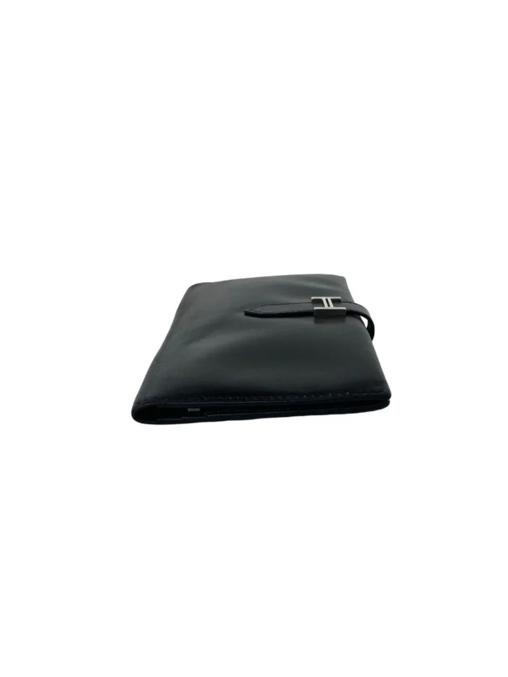 Hermes Bearn Box Calf Wallet Bifold Card Case Coin Purse Black